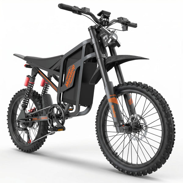 Black electric bike with orange accents on a white background Moveloop S800 Pro: Powerful All-Terrain E-Bike