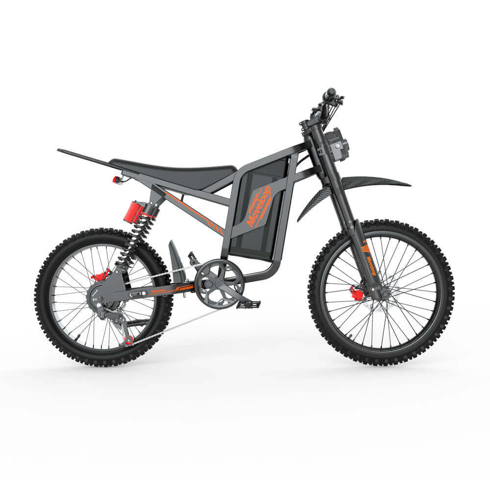 E-bike with a black frame and orange accents on a white background Moveloop S800 Pro: Powerful All-Terrain E-Bike